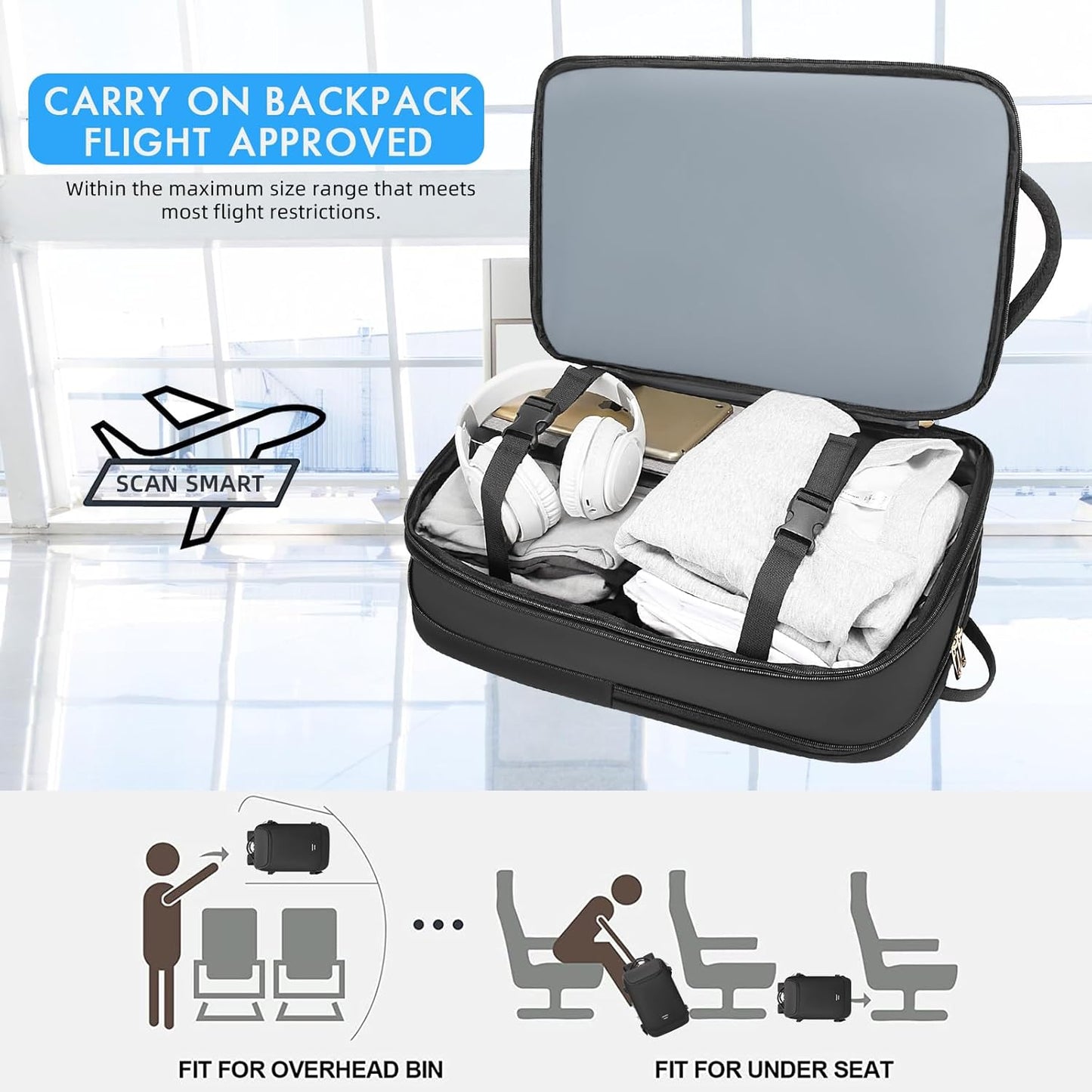 Travel Backpack for Women, 50L Extra Large Capacity Backpack with USB Charging Port, Expandable
