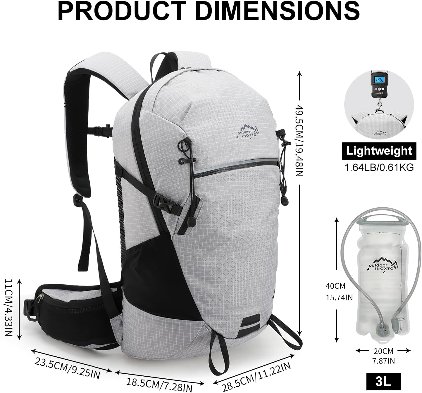 Hydration Backpack, 25L Hiking Backpack with 3L Water Bladder and Rain Cover, Hiking Water Backpack