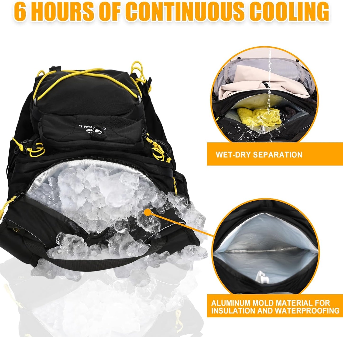 Hydration Backpack 22L, Hiking Backpack with 2L Leakproof Bladder, Sewn-in Rain Cover, Insulated Compartment for Men & Women Running, Cycling, Camping