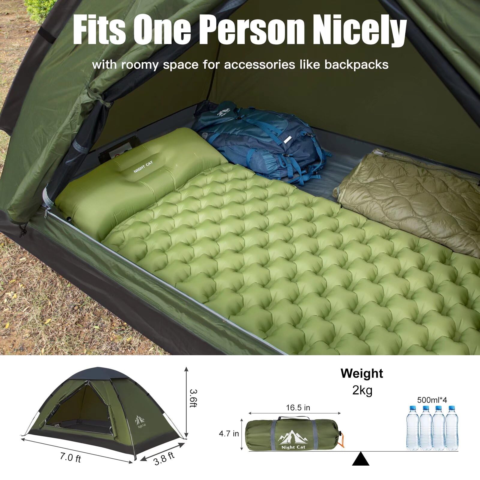 Night Cat Backpacking Tent for One 1 to 2 Persons Lightweight Waterproof Camping Hiking Tent for
