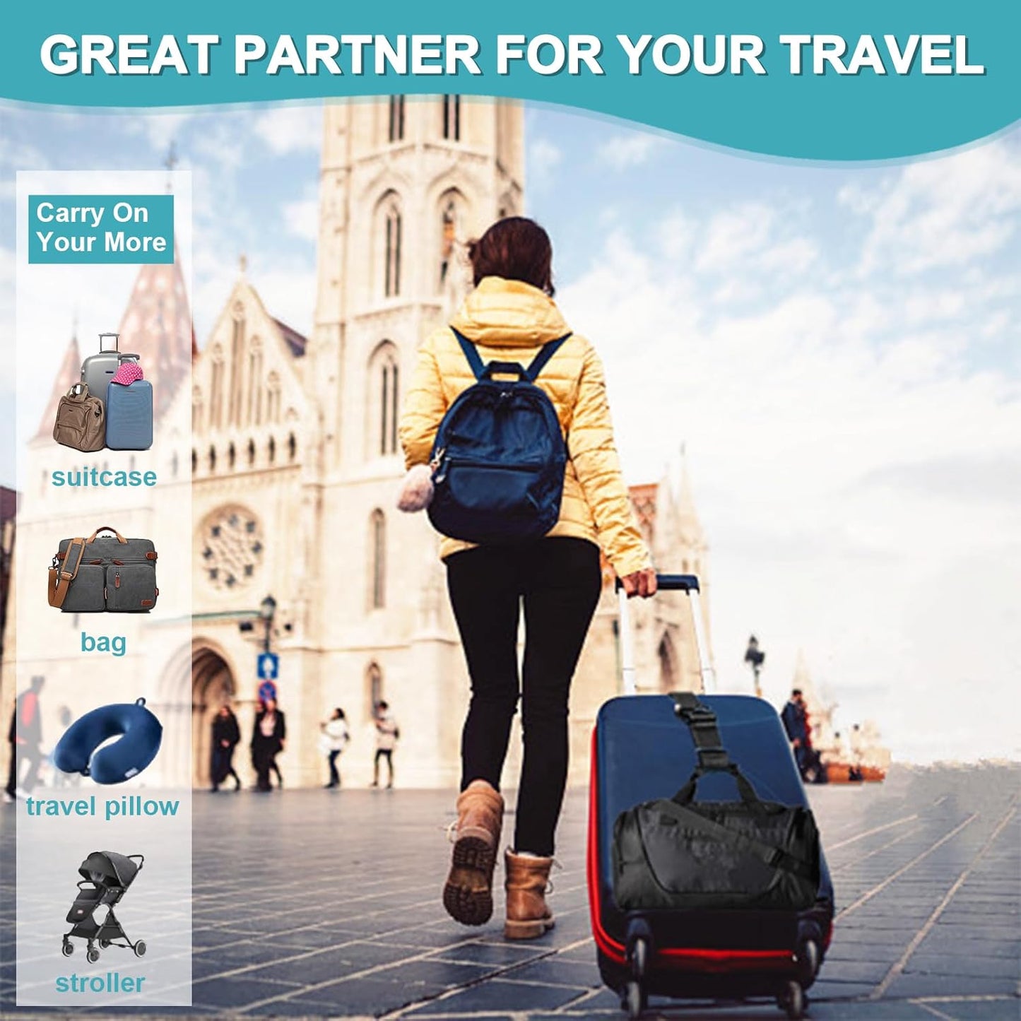 Luggage Straps for Suitcases TSA Approved, Travel Accessories to Connect Two Suitcase, Add Bag