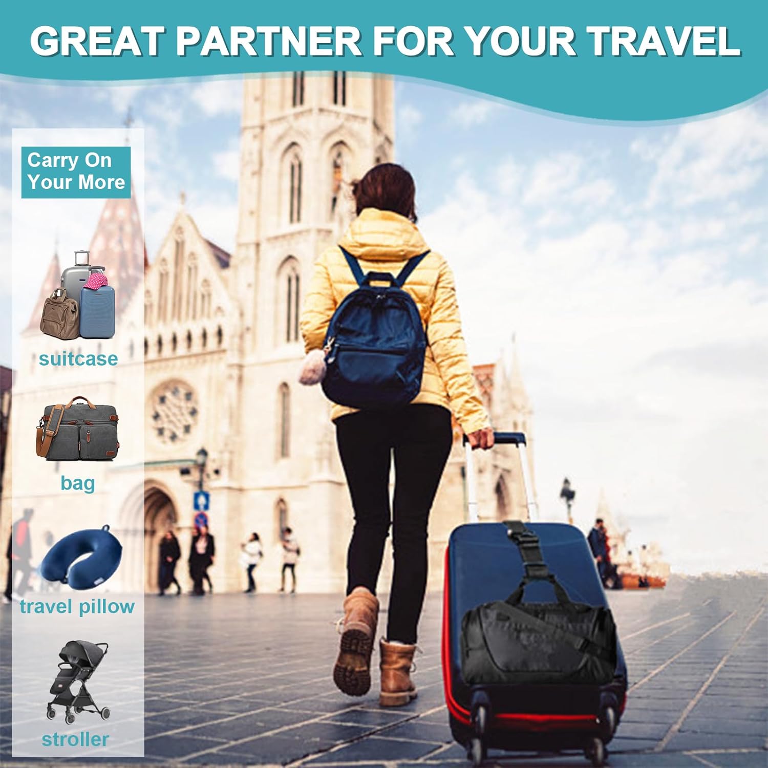 Luggage Straps for Suitcases TSA Approved, Travel Accessories to Connect Two Suitcase, Add Bag