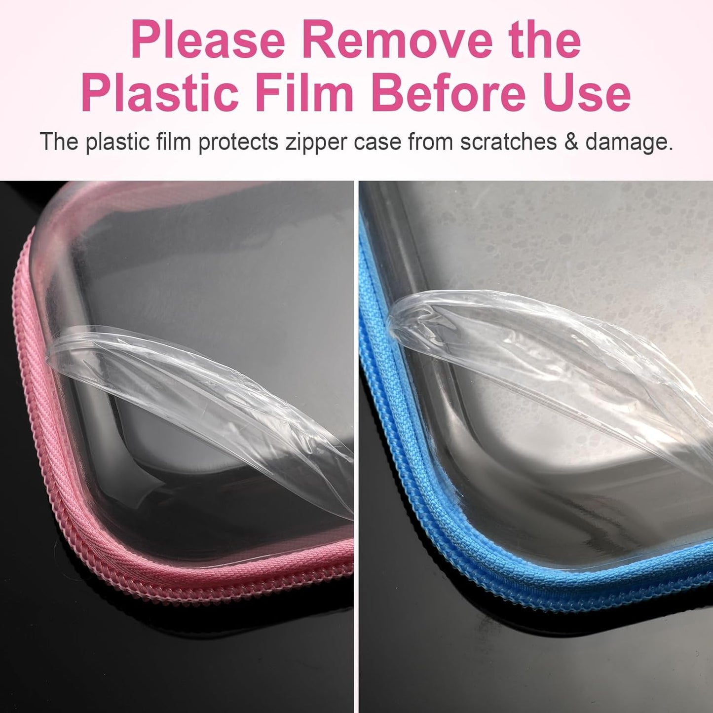 Hoolerry 4 Pcs Hard Clear Zipper Case Makeup Bags Plastic Pencil Pouch Transparent Storage Box