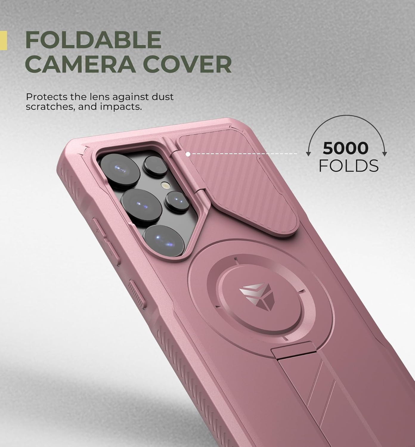 Dexnor for Samsung Galaxy S25 Ultra Case with Camera Cover & Adjustable Kickstand & Built-in Screen Protector, Magnetic Rugged Shockproof Bumper Cases Heavy-Duty Protective Cover (2025),Peony Pink