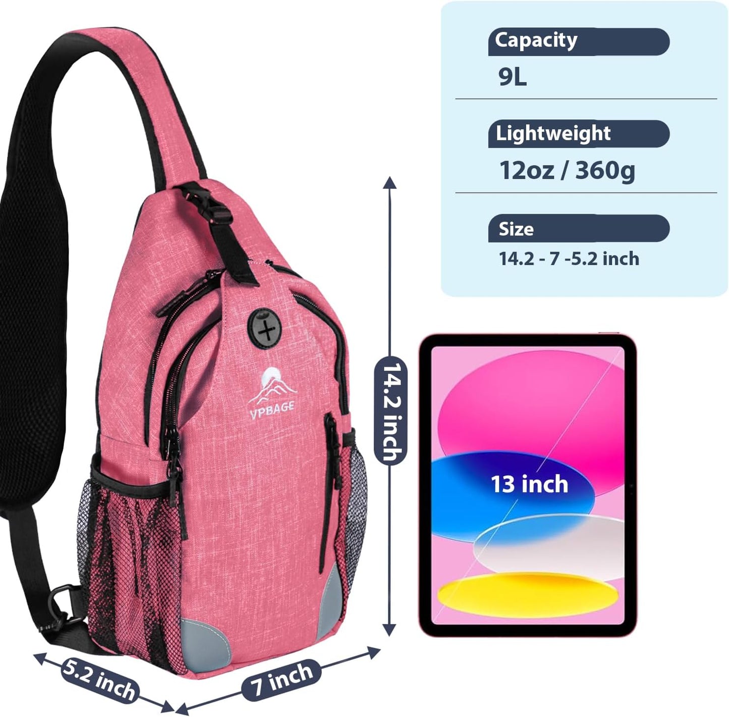 Sling Bag, Crossbody Bag for Men, Cross Body Hiking Backpack, Travel Daypack, Chest Pack with Chest Phone Holder