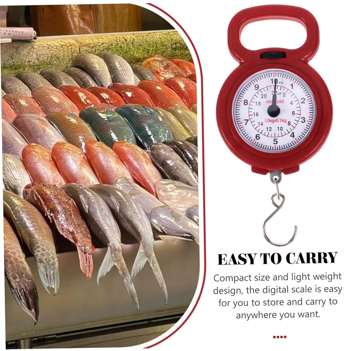 LIFKOME 10kg Portable Hand Scale Fishing Scales Manual Lightweight for Travel Capacity Random Color