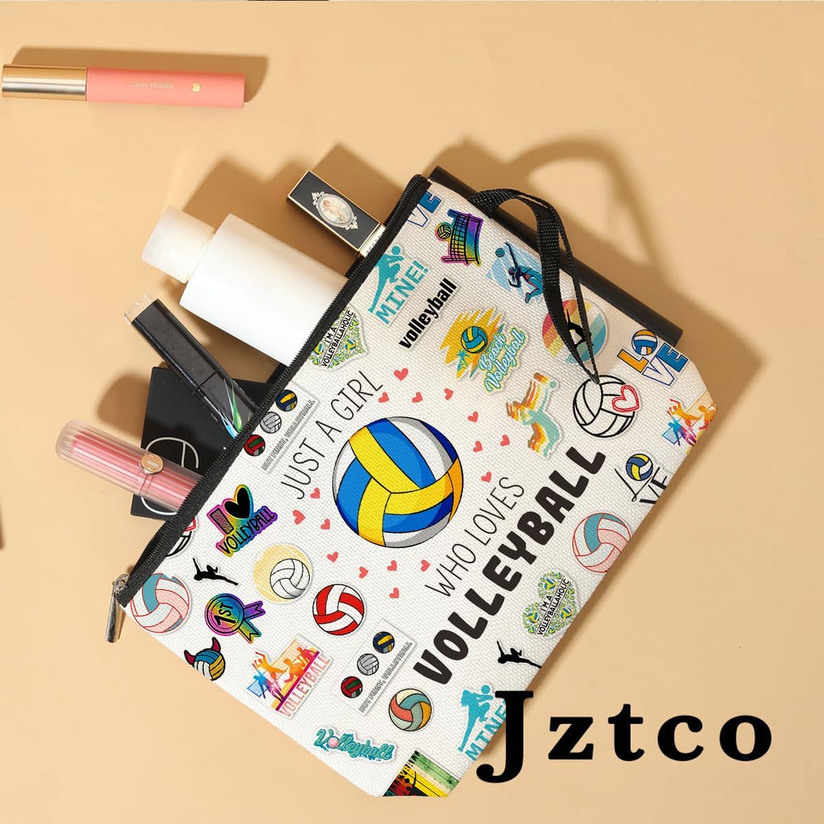 Volleyball Stuff Volleyball Gifts Volleyball Cosmetic Bag Toiletry Bag Birthday Graduation Funny Makeup Bag Volleyball Bag for Women Teens Girls Girlfriend Volleyball Lover Coach Fan Sister Niece