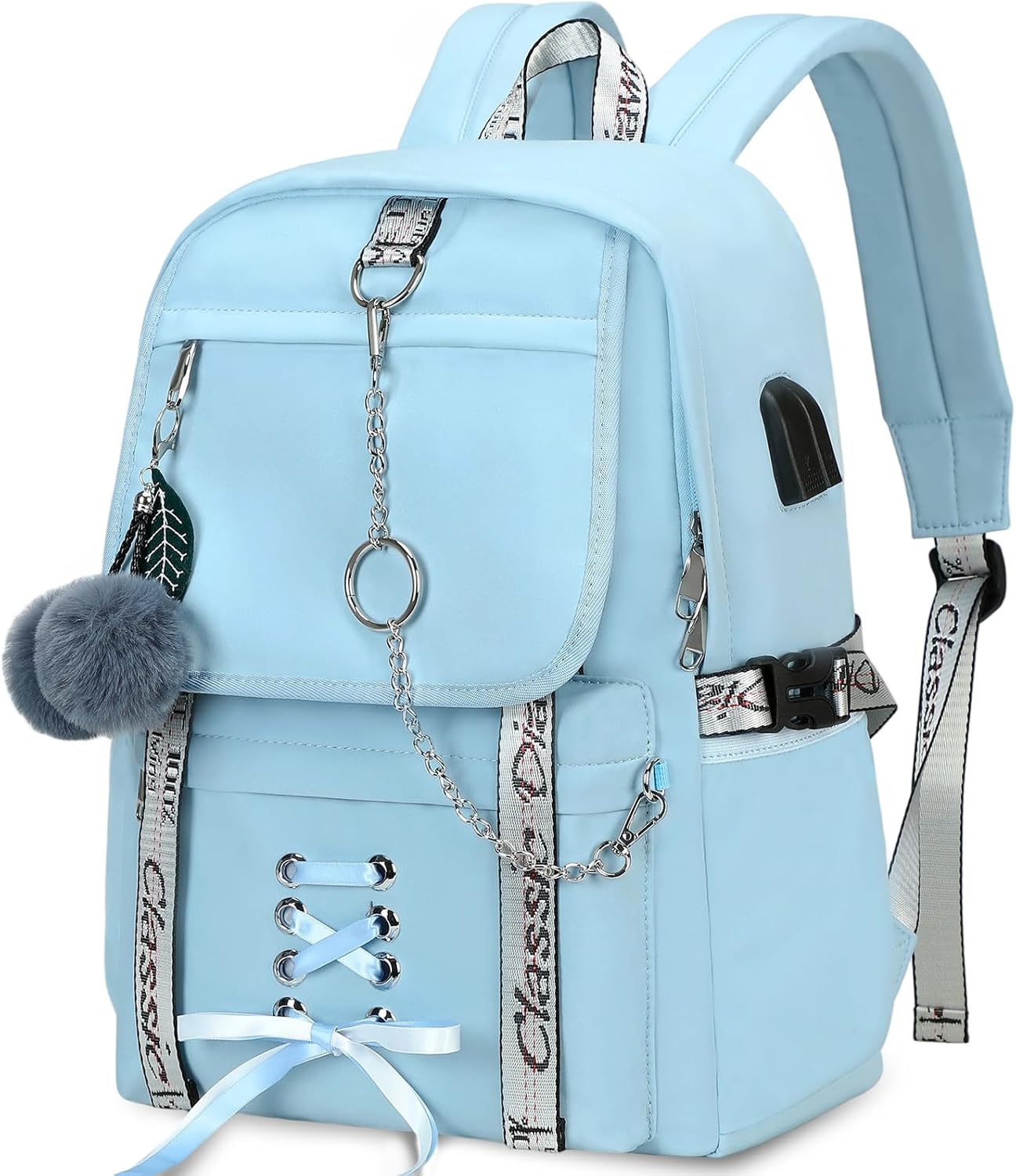 School Backpacks for Girls Backpack with Lunch Box Cute Kids Backpack for School Girls Teens Bookbag Set (Blue)