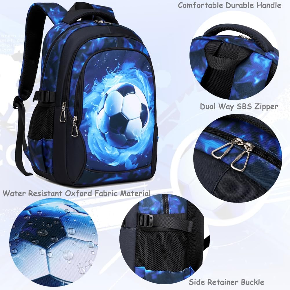 Meisohua Backpack for Boys Elementary Middle School Bags for Boy Kids Bookbags Teenager Casual Daypack Water Resistant Football Backpack
