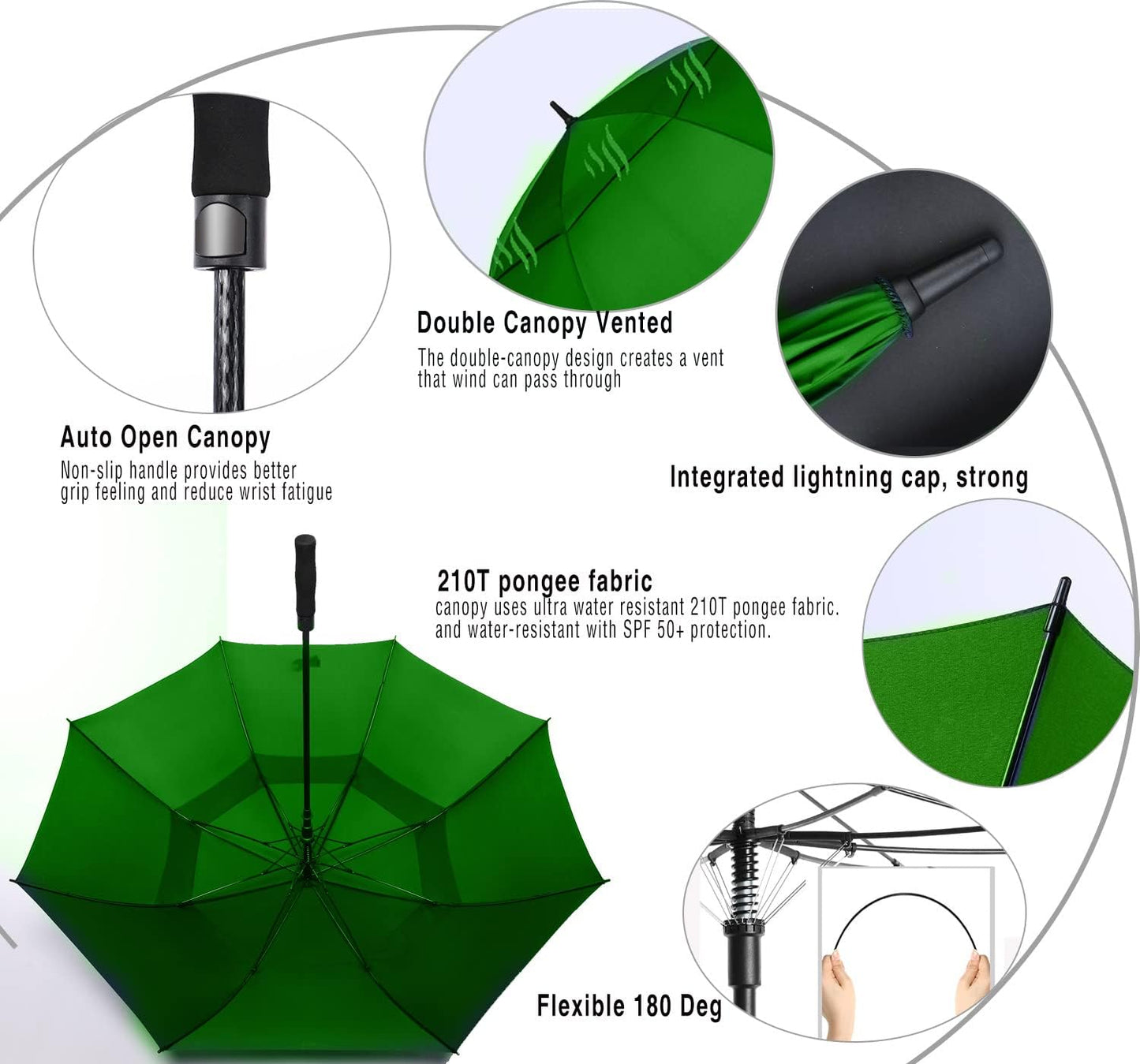 MRTLLOA Extra Large Golf Umbrella, 54/62/68/72 Inch Automatic Open, Oversize Double Canopy Vented Windproof Waterproof Sports Umbrellas for Rain