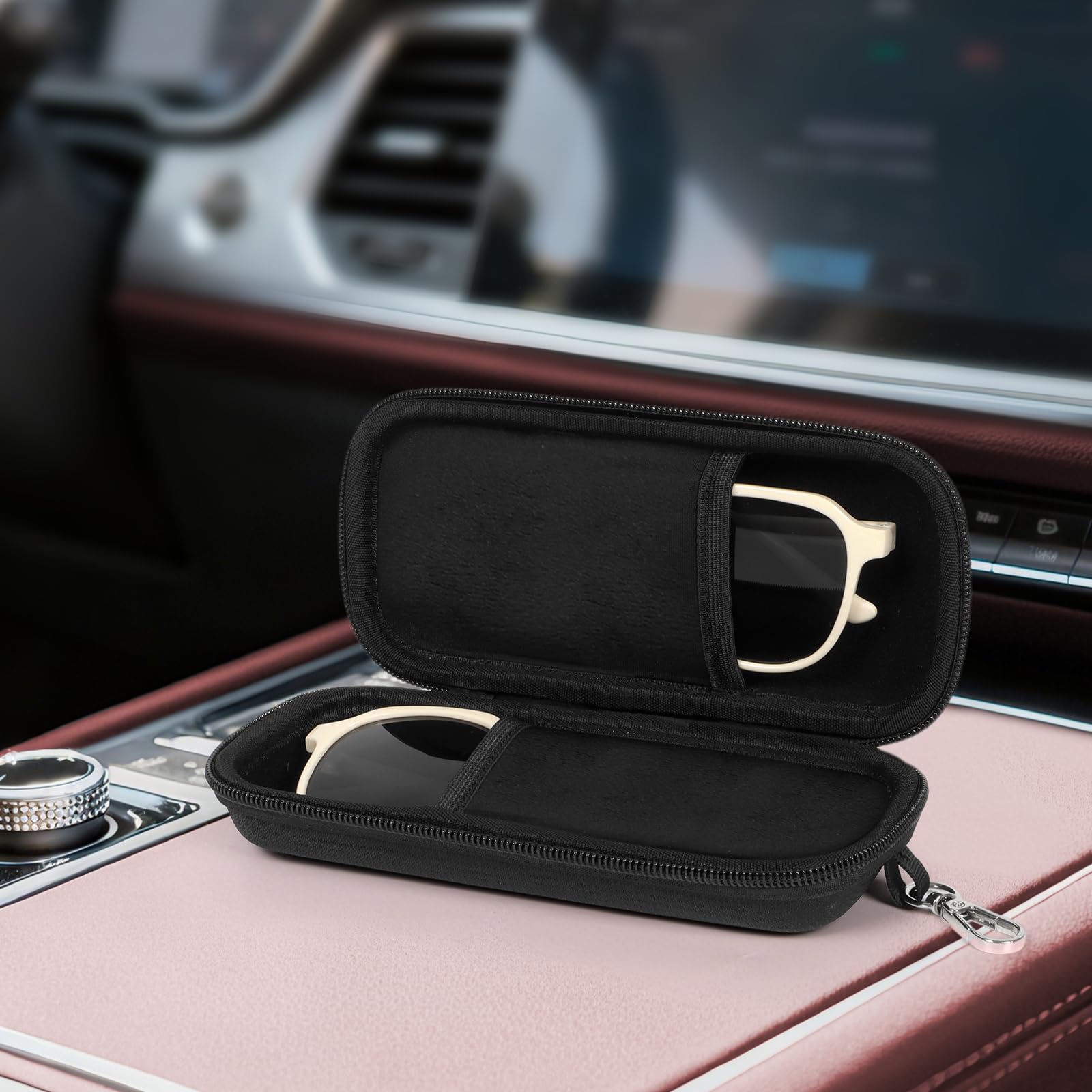 Tangoner Double Eyeglasses Case Hard Shell Dual Sunglasses Organizer with Zipper Closure Travel