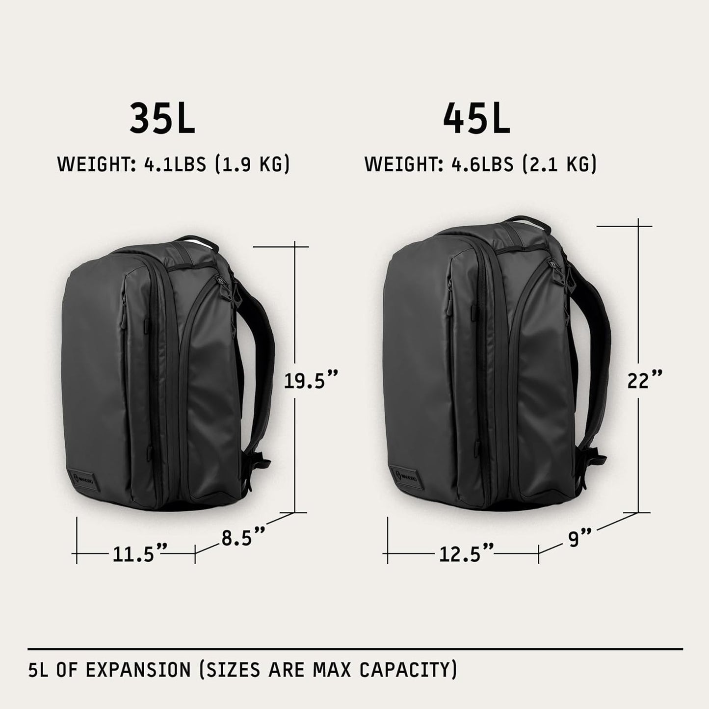 WANDRD TRANSIT Travel Backpack (45L): Large Expandable Carry-On Adventure Bag – Weather-Resistant