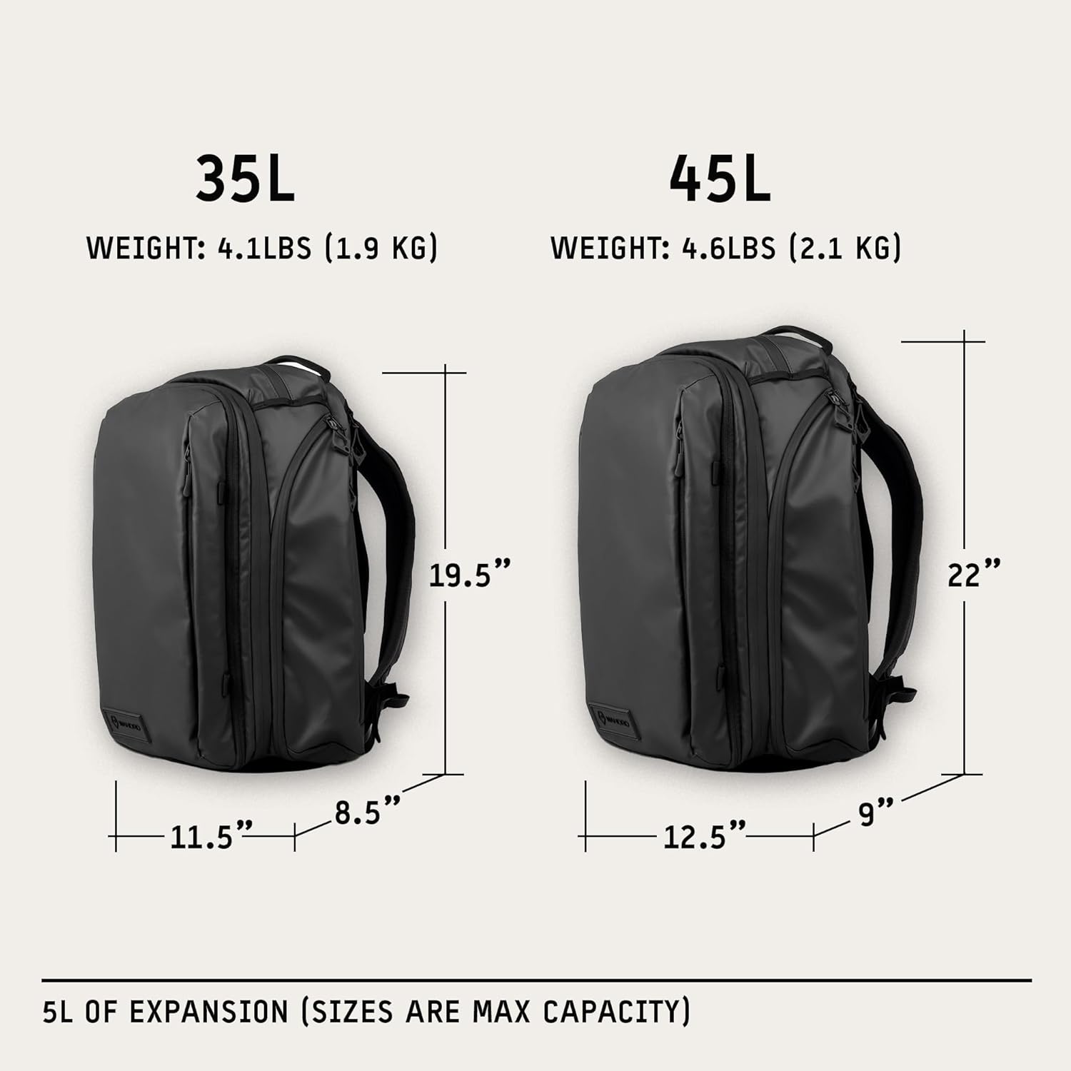 WANDRD TRANSIT Travel Backpack (45L): Large Expandable Carry-On Adventure Bag – Weather-Resistant