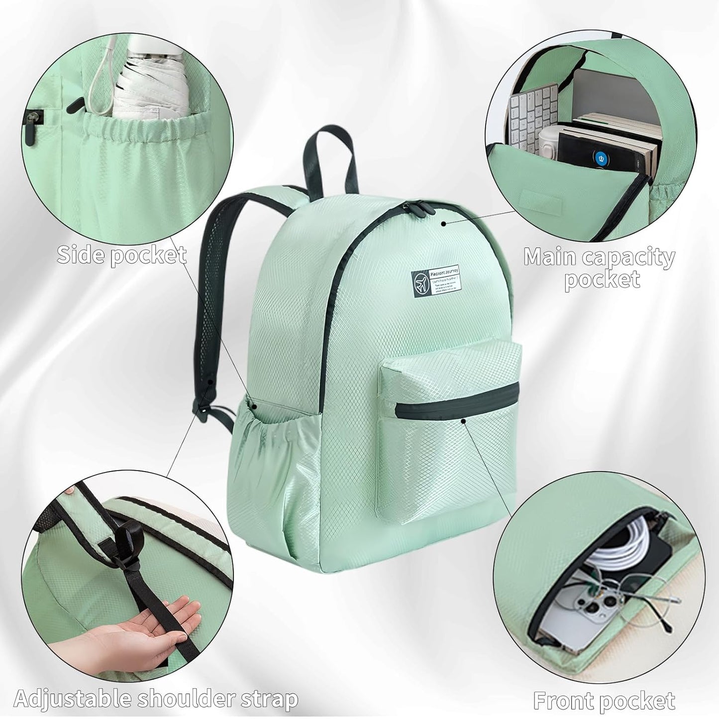 Lightweight Packable Backpack 15L Foldable Hiking Backpacks Men &Women Daypack for Travel (Green)