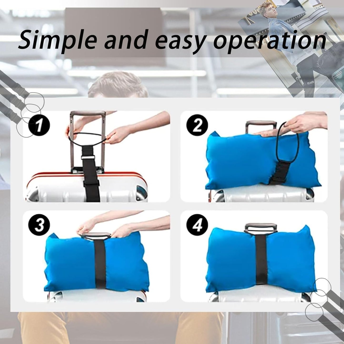 3PCS Elastic Fastening Belt for Luggage, Elastic Ring Luggage Binding Strap Adjustable Luggage Bag Fixing Strap Clamping Strap, Travel Bag Luggage Elastic Rope Binding Strap