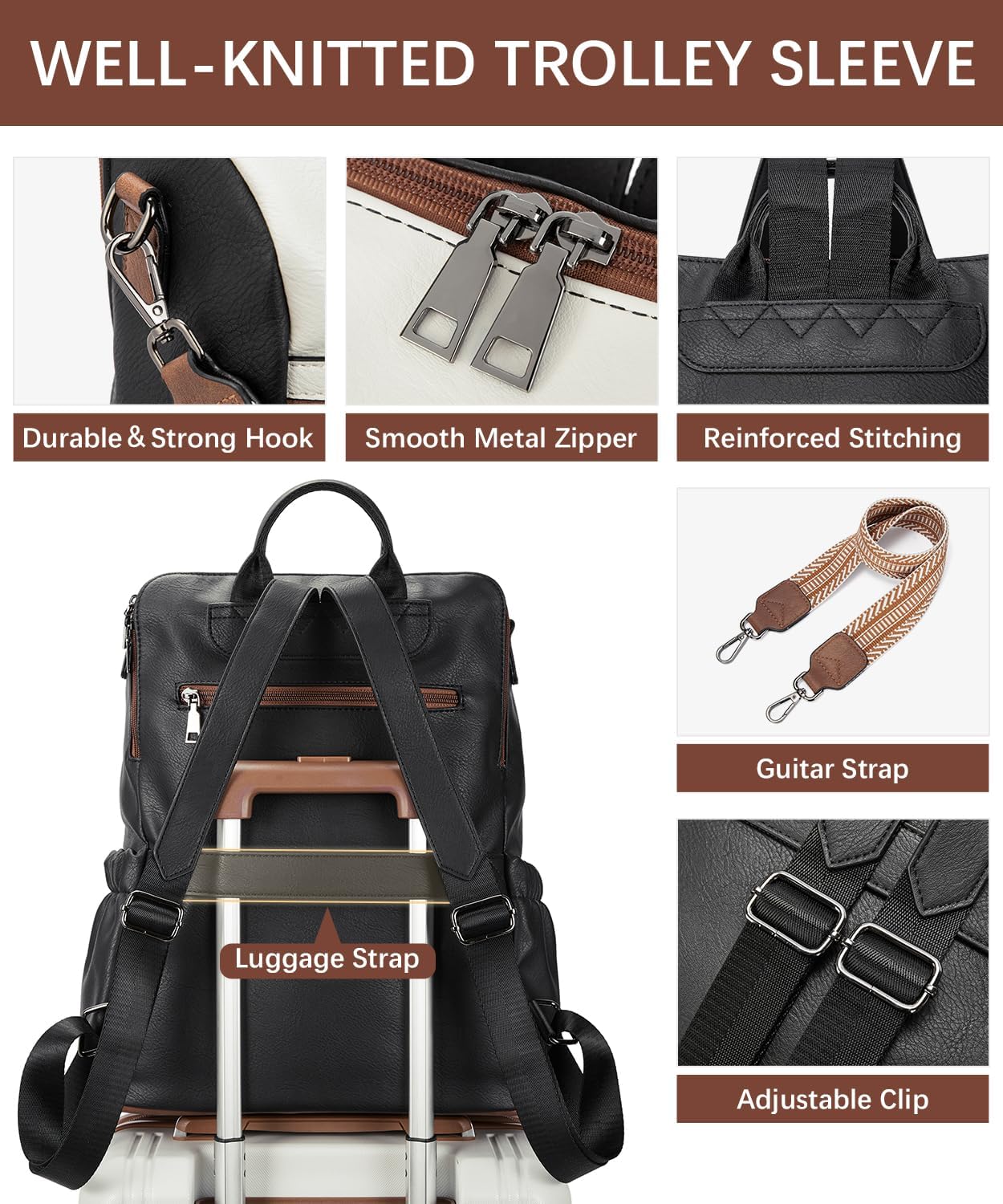 BOSTANTEN Leather Laptop Backpack for Women Designer Travel Backpack with Laptop Compartment Ladies