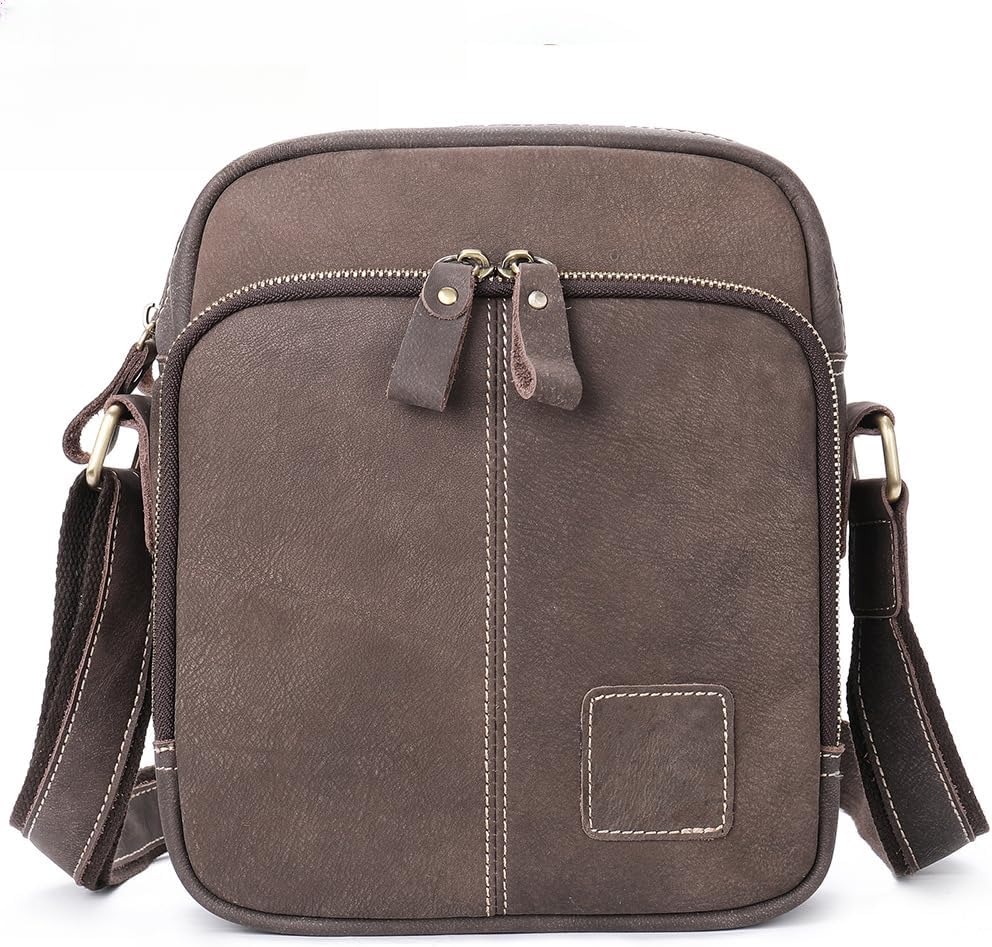 Genuine Leather Shoulder Bag for Men Crossbody Sling Bag Adjustable Small Messenger Purse Travel Work Business bag
