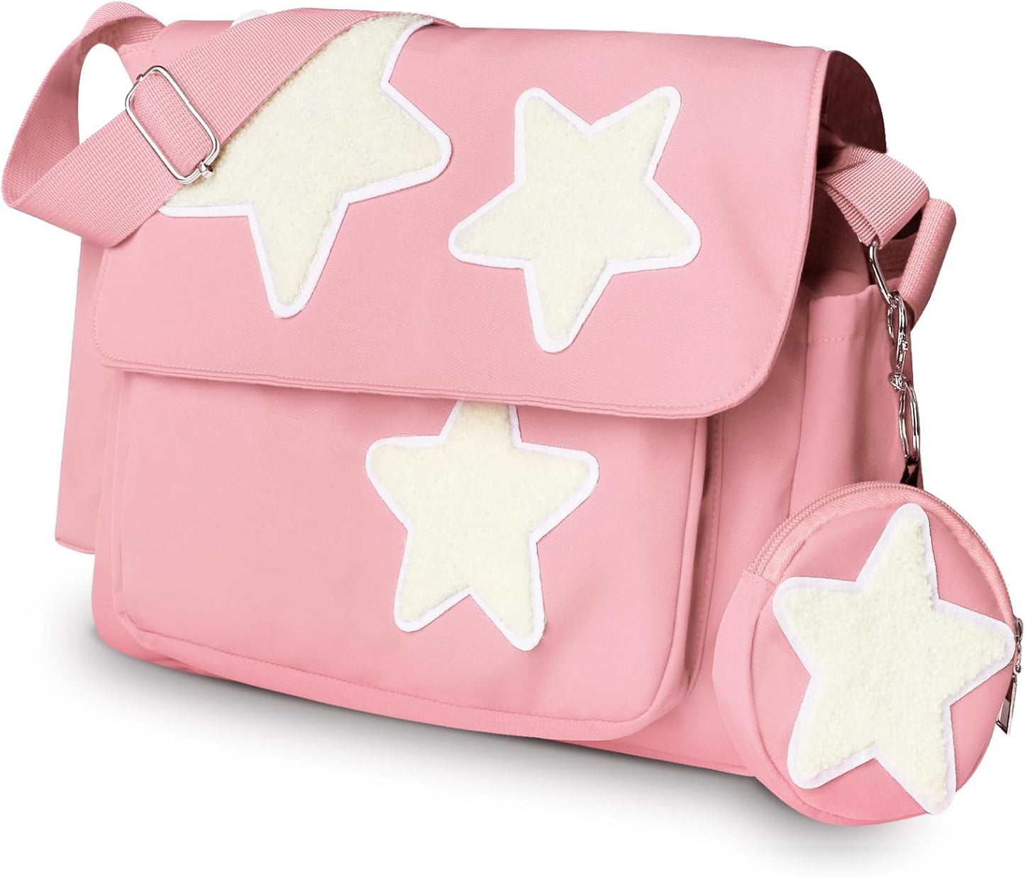 Y2K Messenger Bag for Women, Lightweight Spacious Stars Tote Purse with Cute Coin Purse, Crossbody Shoulder Bag