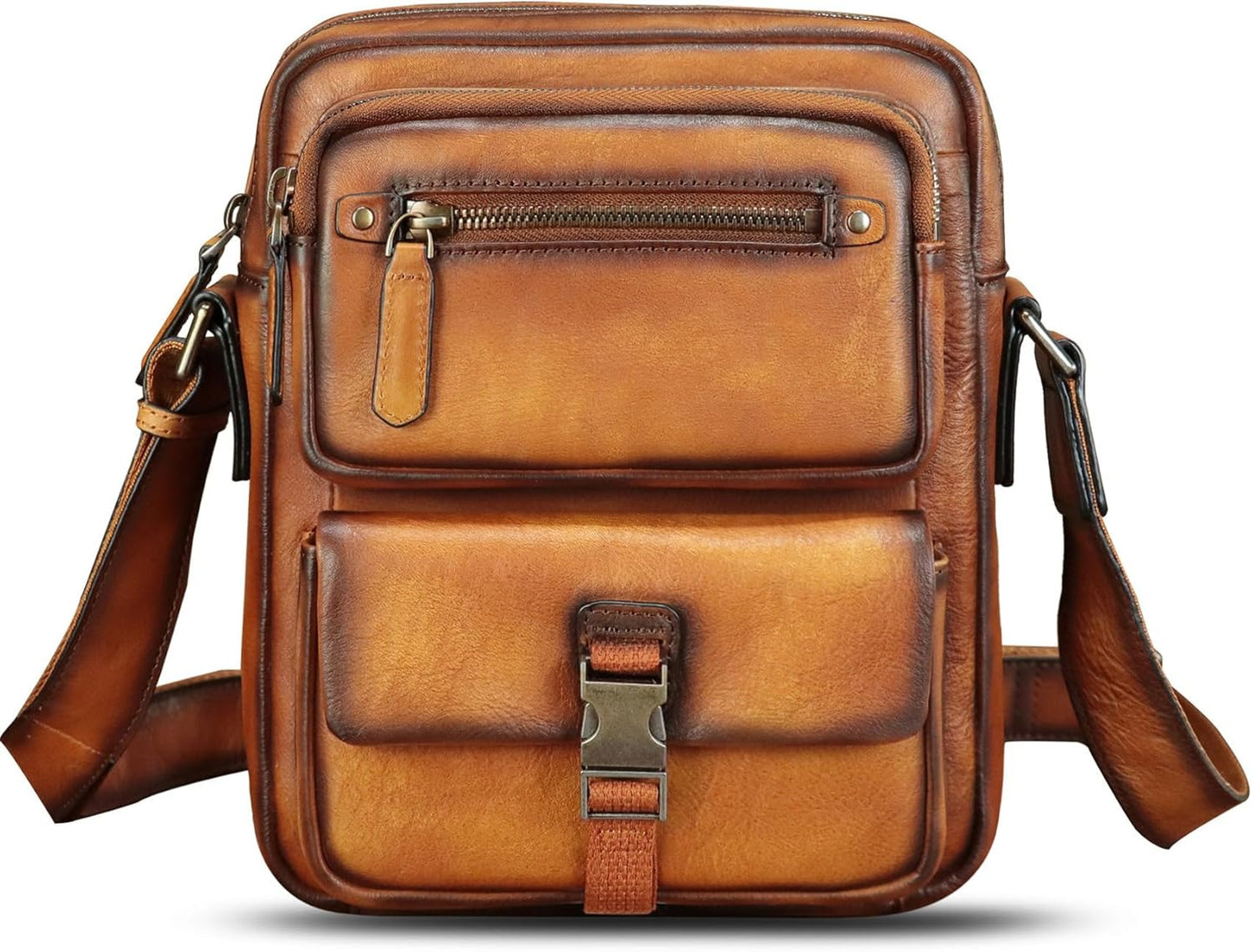 IVTG Genuine Leather Purse and Messenger Bag for Men Fashion Leather Shoulder Bags Briefcase