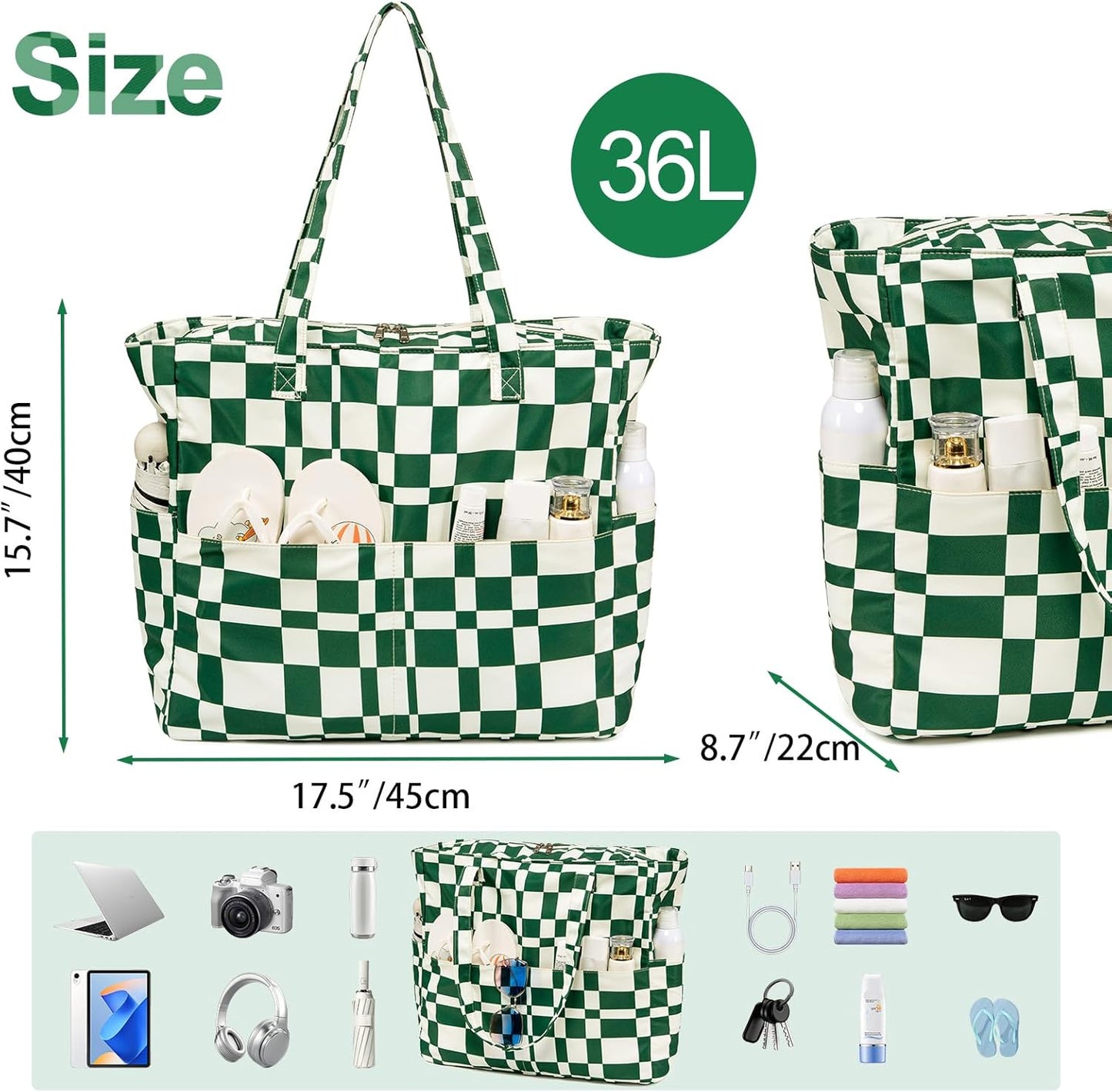 Bluboon Waterproof Beach Tote Pool Bags for Women Ladies Extra Large Carry On Bag With Wet Compartment for Weekender Travel