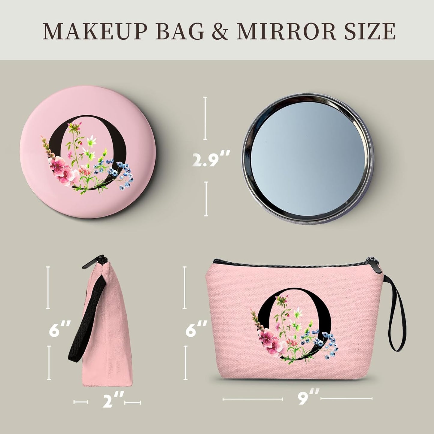 Happy Birthday Friendship Bridesmaid Team Gifts for Employees Women Mom Girl Daughter Teenage Personalized Make up Cosmetic Bag Travel with Mirror Mothers Day Christmas Graduation O