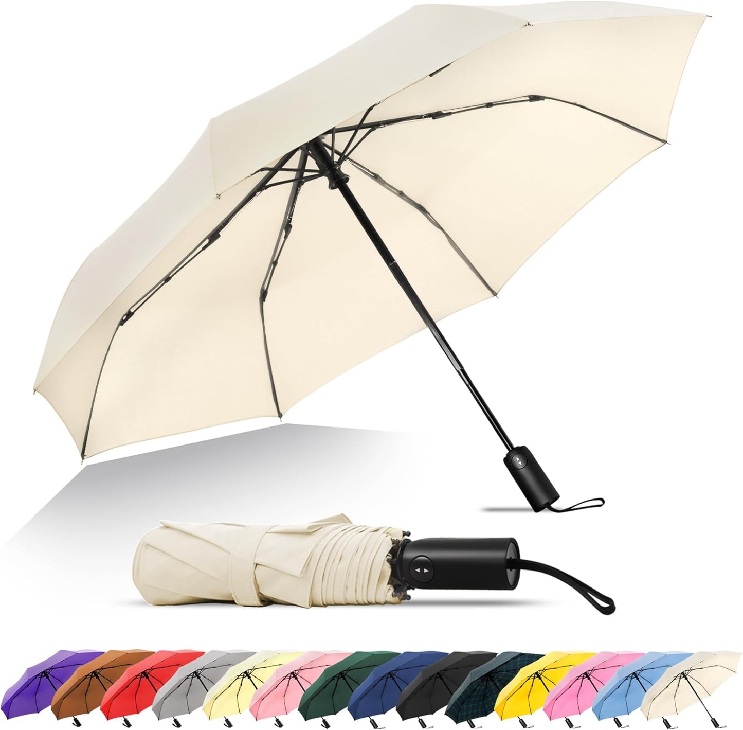 SoulRain Travel Umbrella - Compact Umbrella for Rain - Perfect Large Auto Folding Umbrella - Ideal Car umbrella, Small umbrella, and Travel Companion