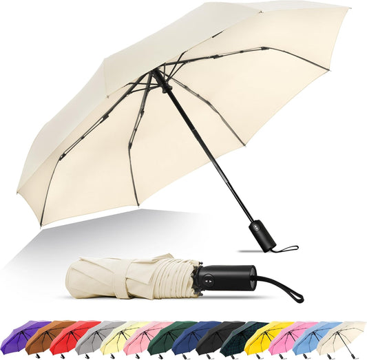 SoulRain Travel Umbrella - Compact Umbrella for Rain - Perfect Large Auto Folding Umbrella - Ideal Car umbrella, Small umbrella, and Travel Companion