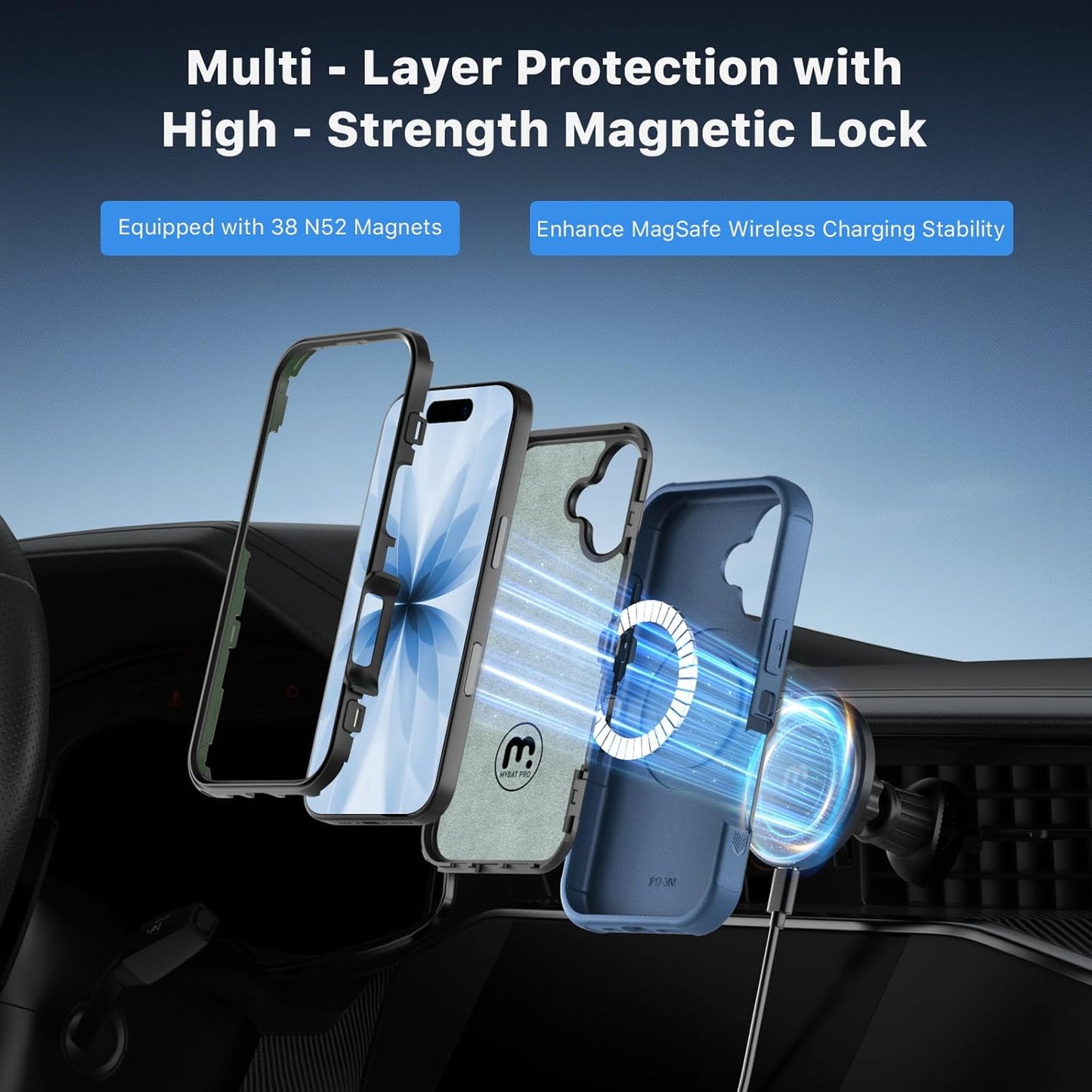 M MYBAT PRO for iPhone 17 Case,Maverick Series Magnetic Phone Case for iPhone 17 Rogue Edition,[Compatible with magsafe],Heavy Duty Protection Rugged Case,Anti-Drop,Shockproof Phone Cover Blue