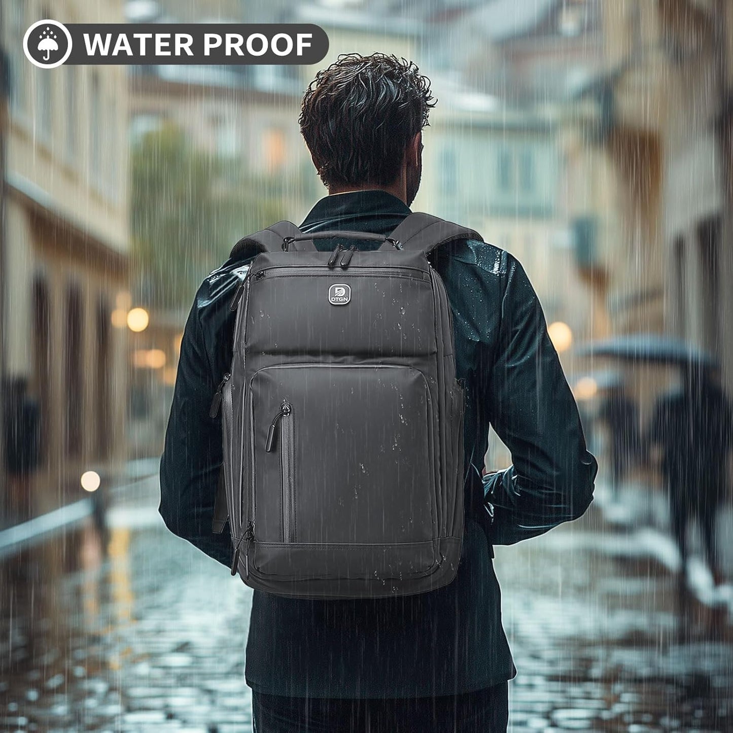 Large Capacity Water Resistant Laptop Backpack, 17 Inch Airplane Approved Durable Bag for College, Business Travel, Light Gray