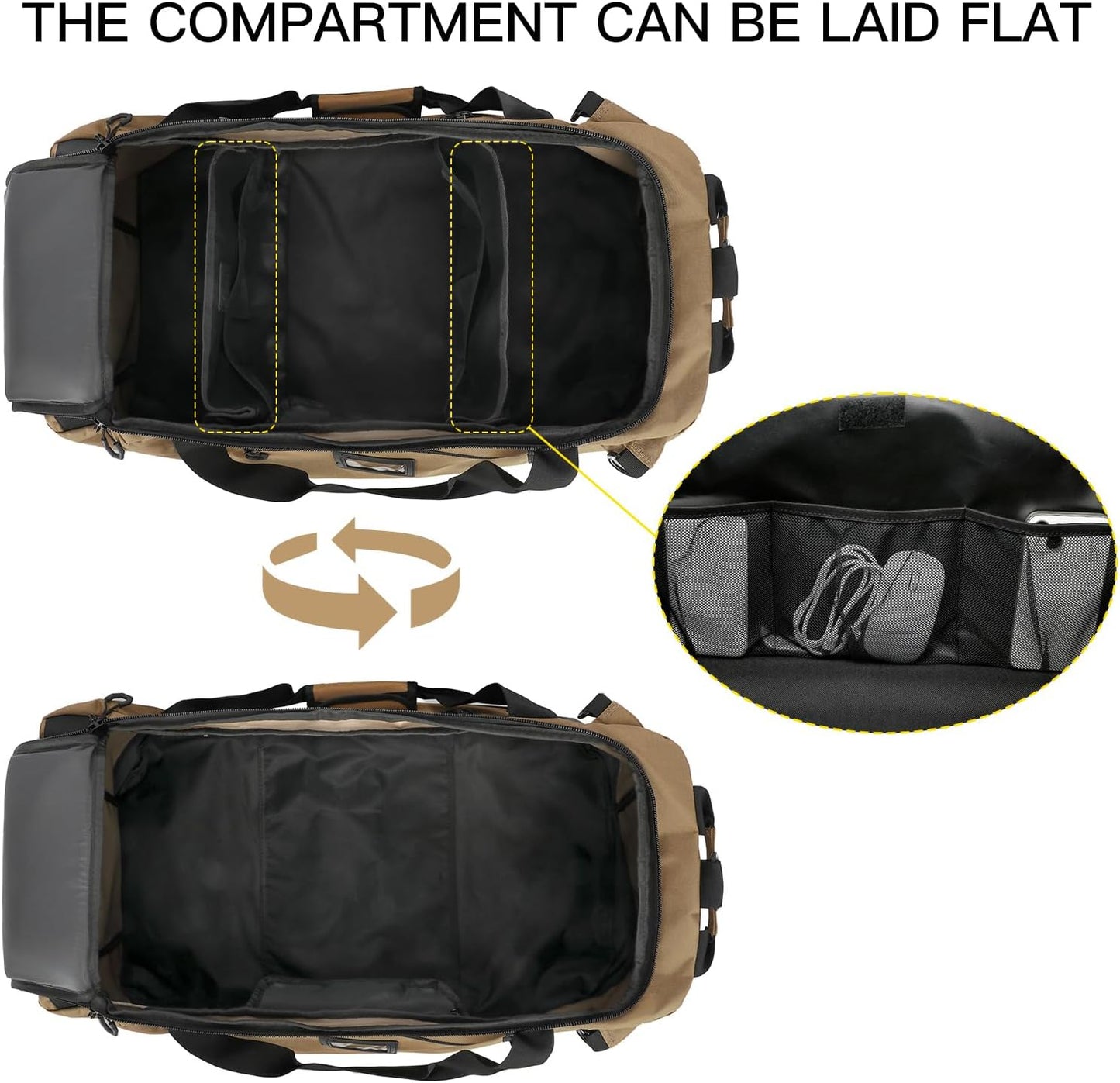 TUGUAN Extra Large Travel Duffle Bag Backpack for Men with Adjustable Dividers 120L Big Weekend