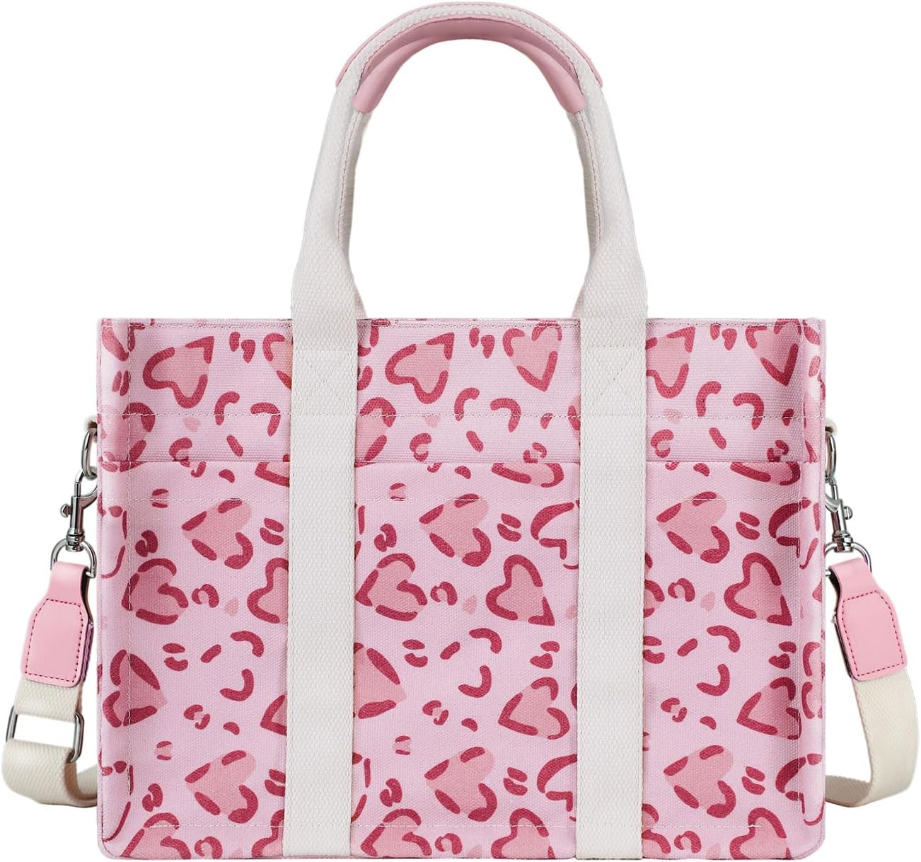 FIORETTO Canvas Tote Bag for Women with Zipper Closure & Individual Compartments for Work College for Teacher & Nurse