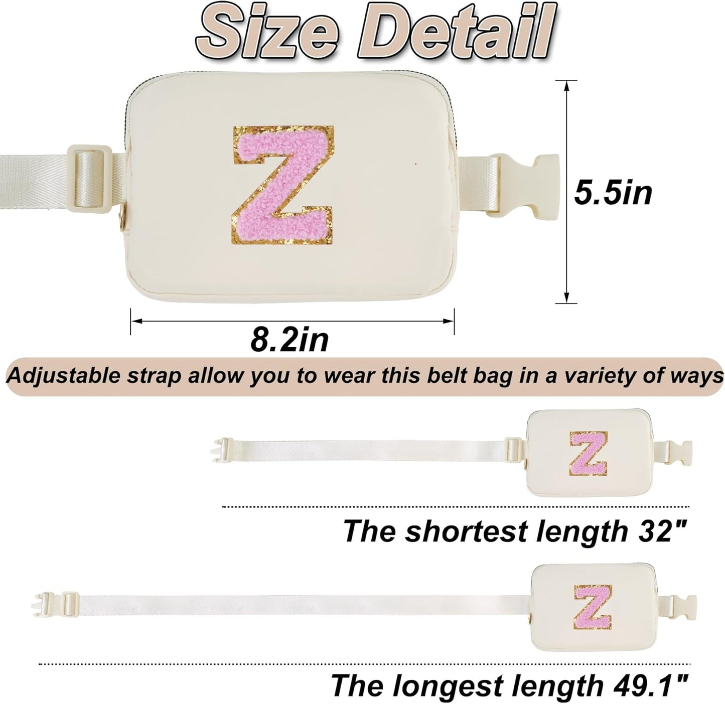 Personalized Belt Bag for Women Girls - Fashion Mini Waist Packs with Adjustable Strap - Trendy