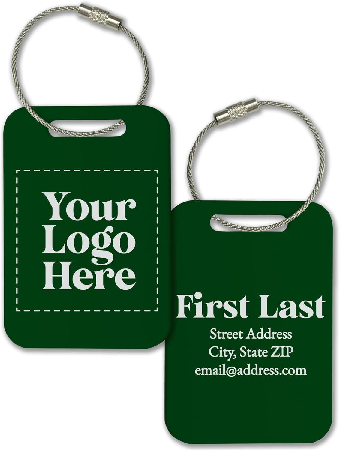 Personalized Logo Name Tag for Luggage (3 or 6 Count Pack) | Custom Tag for Suitcase | Acrylic Name Tag for Travel | Choose Your Font & Color | Backpack ID Label (Logo, Green)