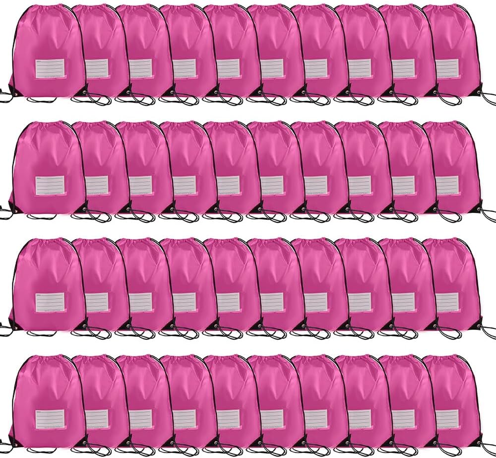 40 Pcs Drawstring Bags,Bulk Draw String Backpack, DIY Gym Sports Cinch Bag Sackpack for Women Men, Pink