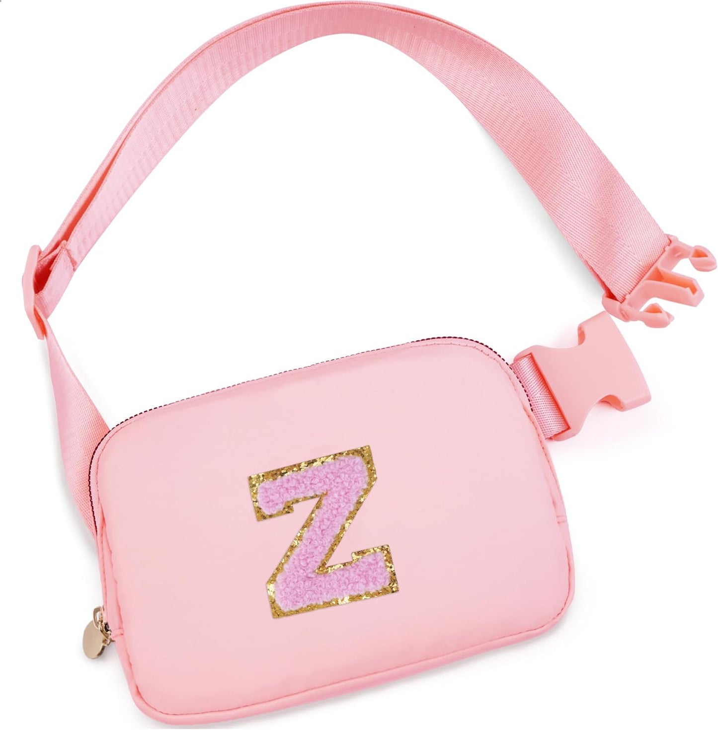 Personalized Belt Bag for Women Girls - Fashion Mini Waist Packs with Adjustable Strap - Trendy Travel Fanny Pack Crossbody Bags with Initial Letter - Teen Gifts | Peach,Z