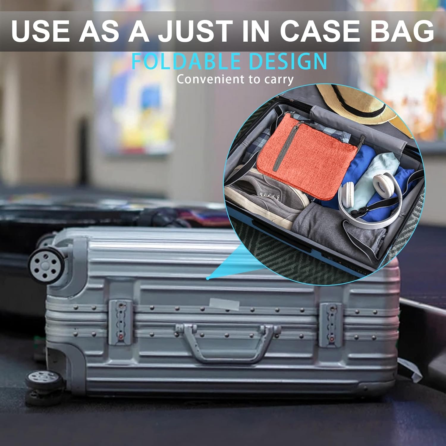 Vomgomfom 65L/85L/115L Foldable Travel Duffle Bag, Lightweight Checked Luggage with Shoe