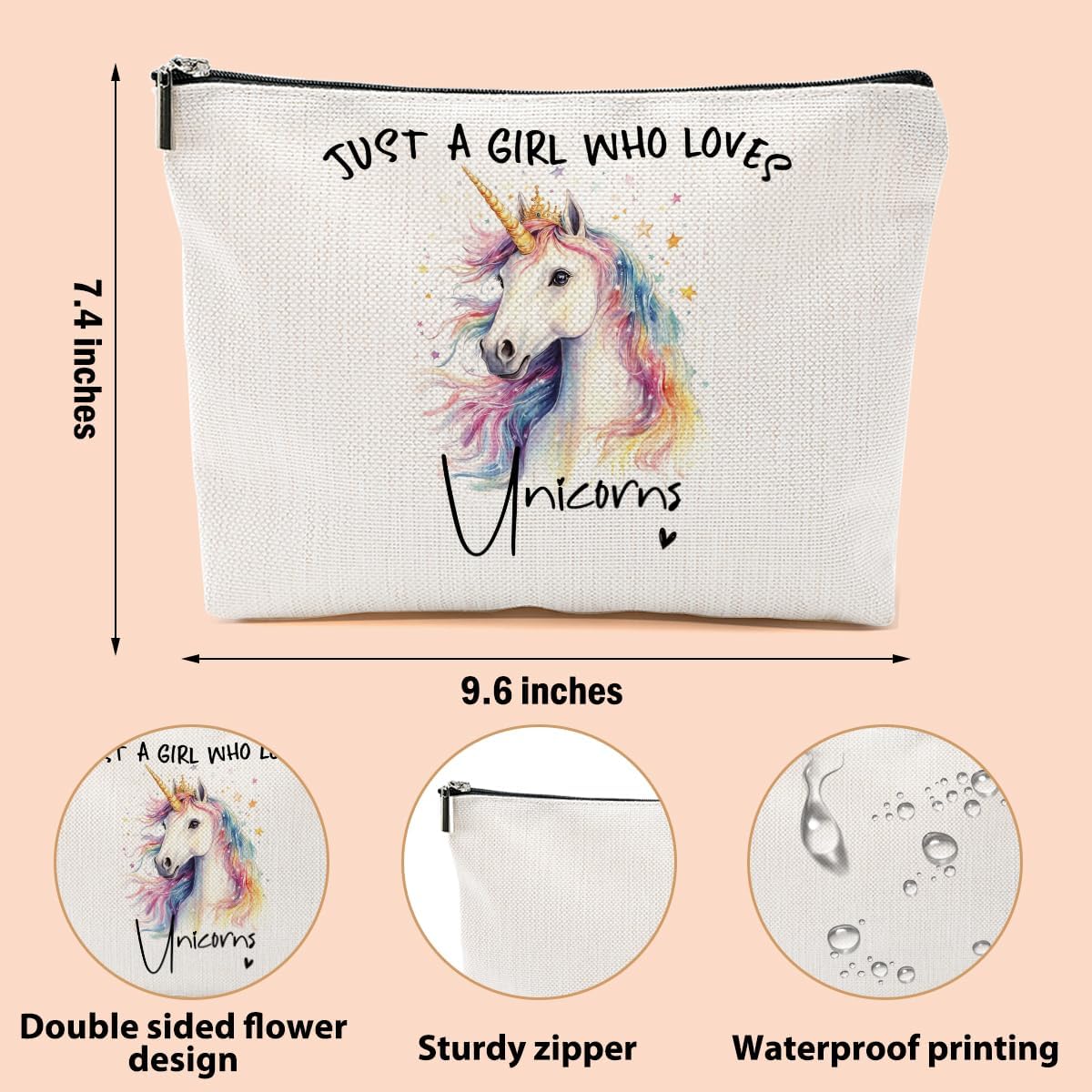 Unicorn Gifts Makeup Bag, Unicorn Gift Cosmetic Bag Travel Organizer Bags, Unicorns Lovers Makeup Pouch, Christmas Birthday Animal Lovers Gifts for Women Girls Friends Daughter