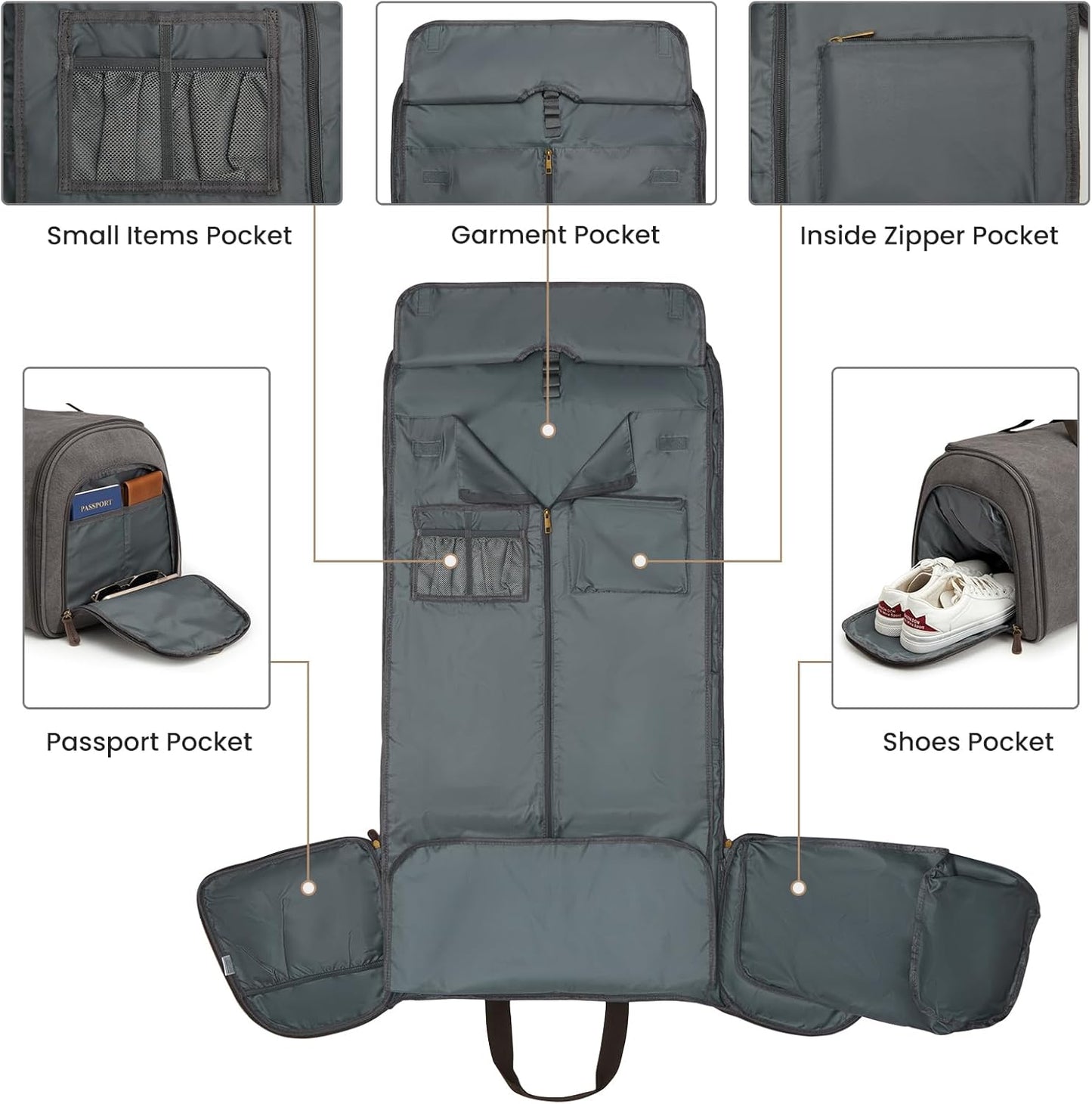 S-ZONE Carry On Garment Bag for Travel Convertible Garment Duffle Bag Suit Bags for Men Women