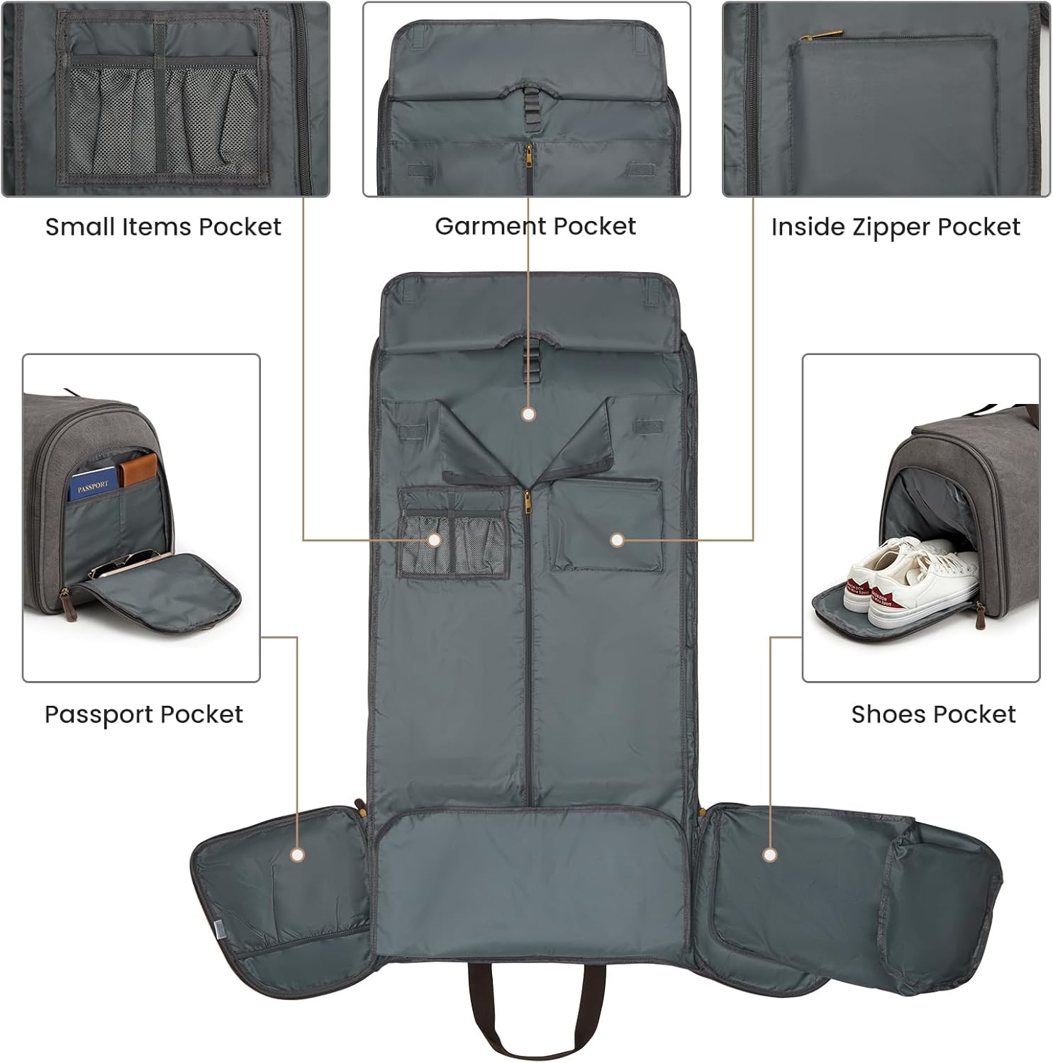 S-ZONE Carry On Garment Bag for Travel Convertible Garment Duffle Bag Suit Bags for Men Women