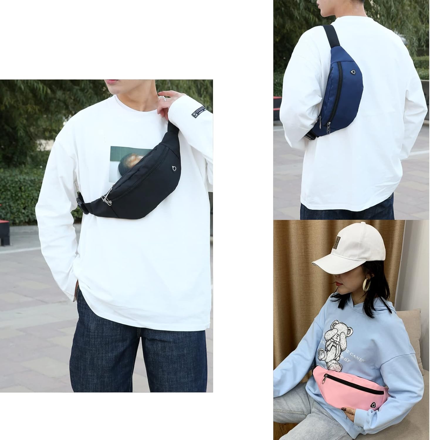 DAITET Crossbody Fanny Pack for Men&Women,Large Waist Bag & Hip Bum Bag with Adjustable Strap for