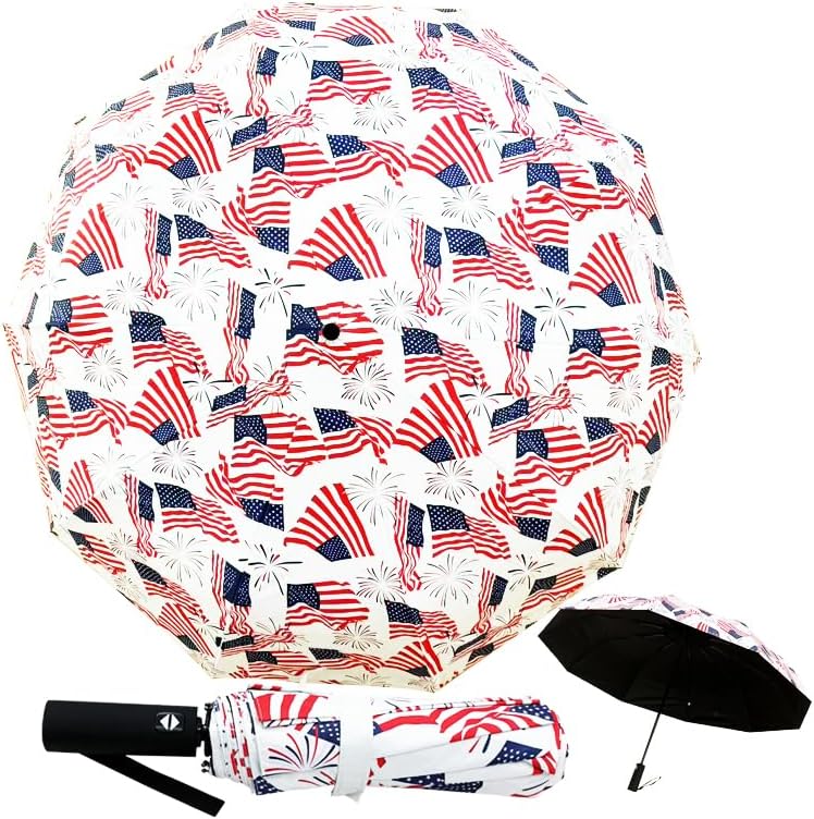 Windproof Travel Automatic Umbrella, 10 Ribs, Rainproof Foldable, Uv-Resistant, Portable