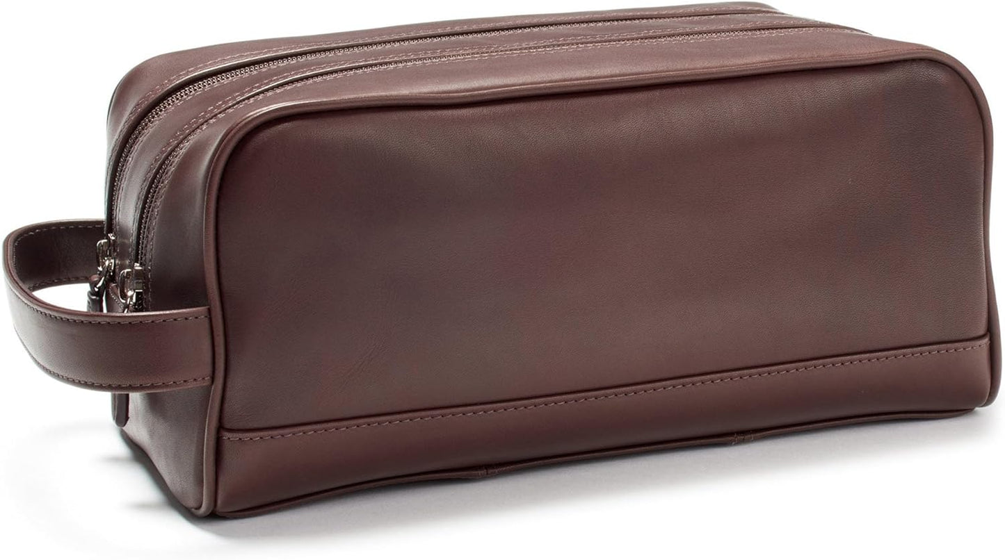 Leatherology Premium Mahogany Double Zip Toiletry Bag