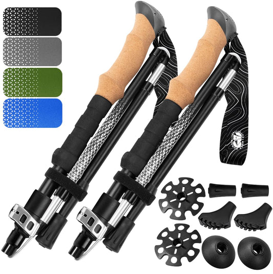 Premium Foldable Hiking Poles by USA Brand - Adjustable, Lightweight Trekking Poles Made of