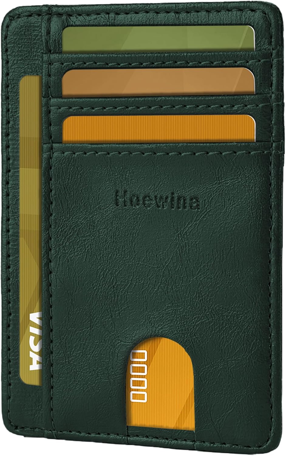 Hoewina Slim Wallet for Men, Credit Card Holder Wallet, Minimalist Design - RFID Blocking Front Pocket Leather Thin Wallet for Men and Women（Dark Green）