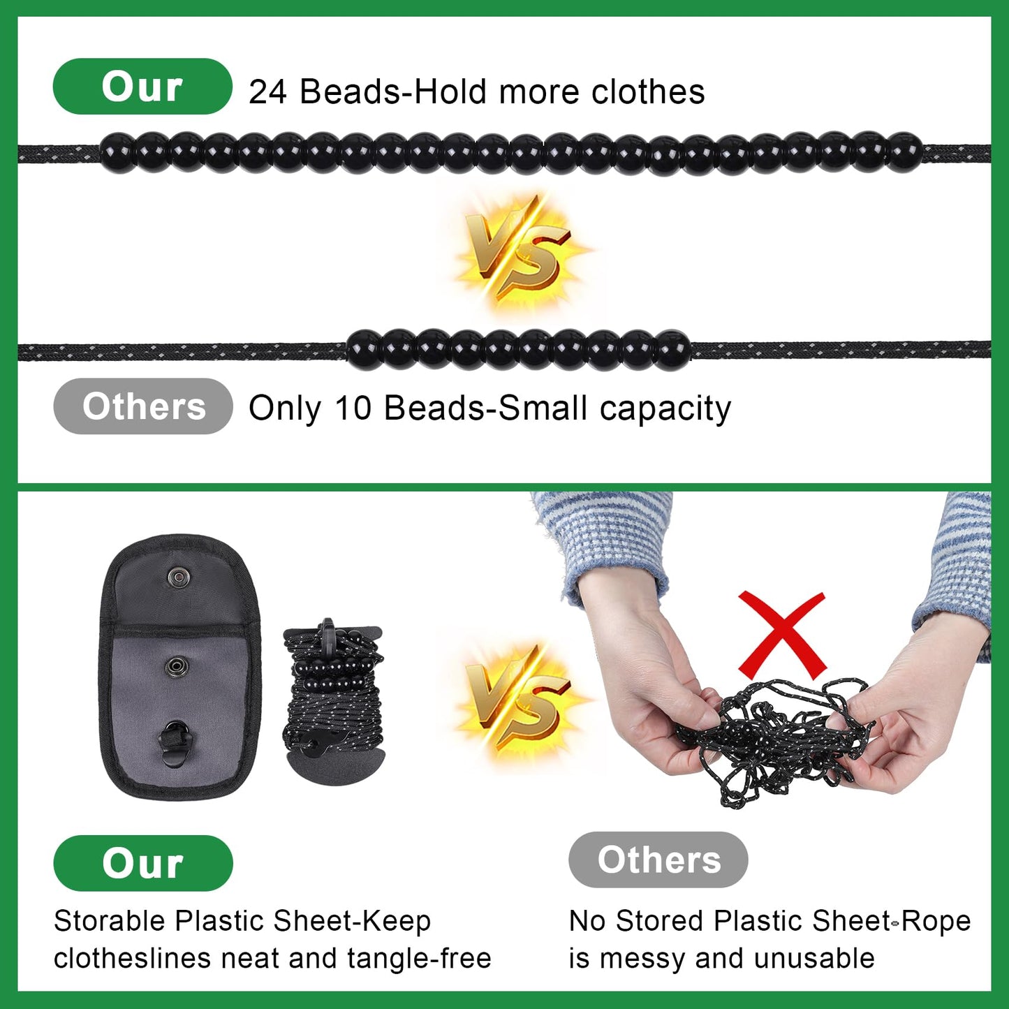 EXVITAL Portable Travel Clothesline Lightweight Camping Clothes Line