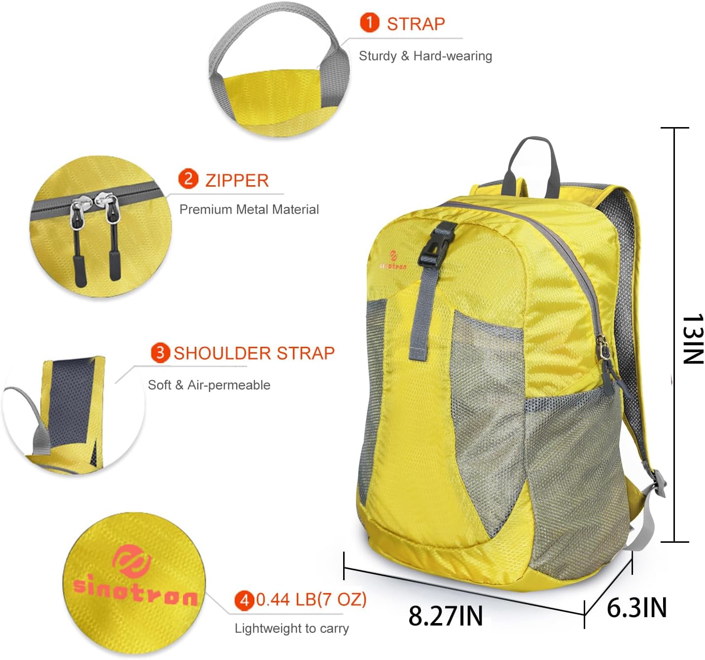 sinotron 22L Lightweight Packable Hiking Backpack, Small Hiking Backpack Day Pack for Women Men