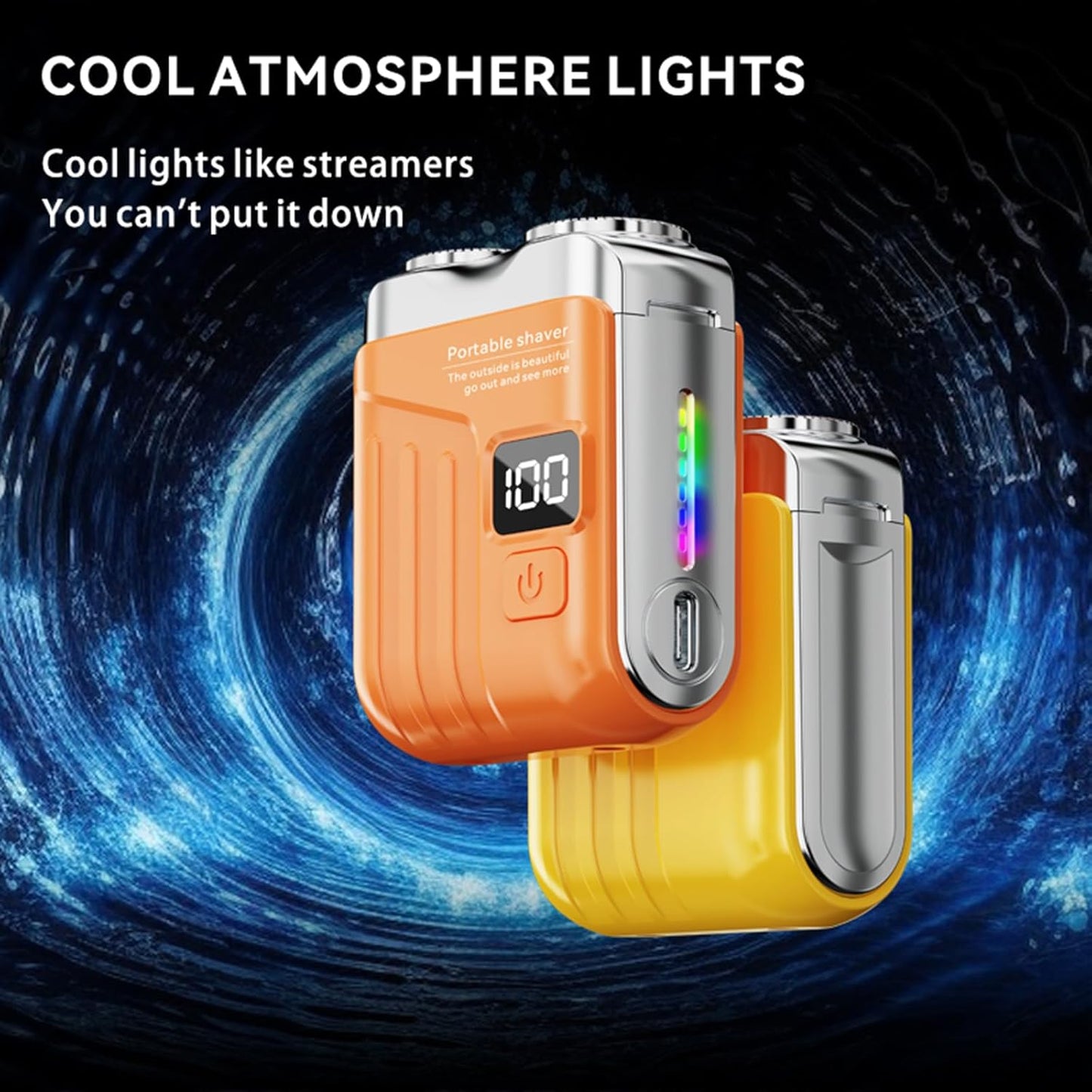 Portable Electric Shaver - LED Display Dual-Head Pocket Shaver, Mini USB Rechargeable Travel Razor, One-Button Operation, Long-Lasting Battery, for Home & Travel (Yellow)