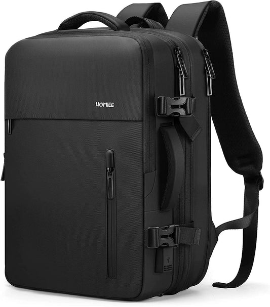 HOMIEE 40L Travel Backpack TSA Approved Personal Item Bag Carry on Luggage 18x14x8 Expandable Laptop Backpack for Men Women, Black