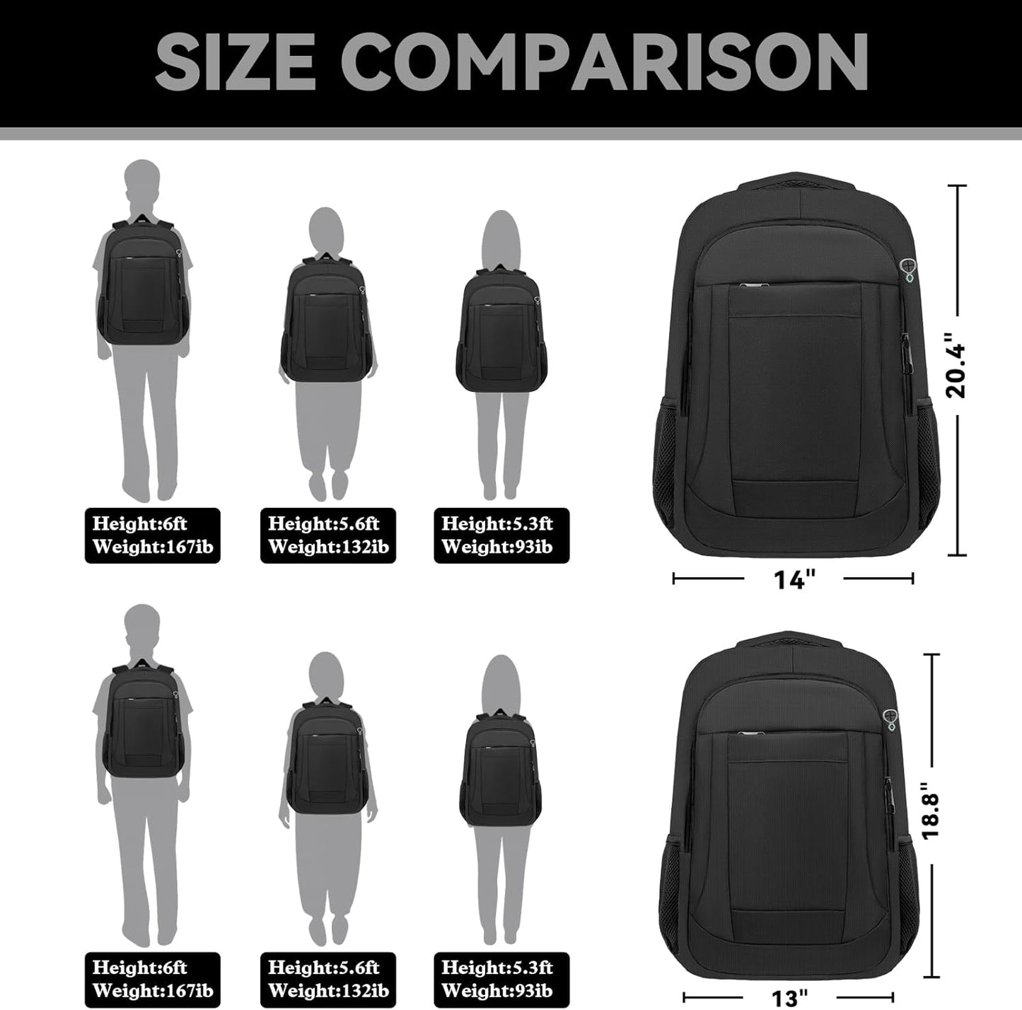 Extra Large Travel Laptop Backpack, 18.4 Inch Laptop Backpack Airline Approved, Business Anti Theft Sturdy Work Computer College High School Backpack Bag Fits 18 Inch Notebook for Men Women, Black