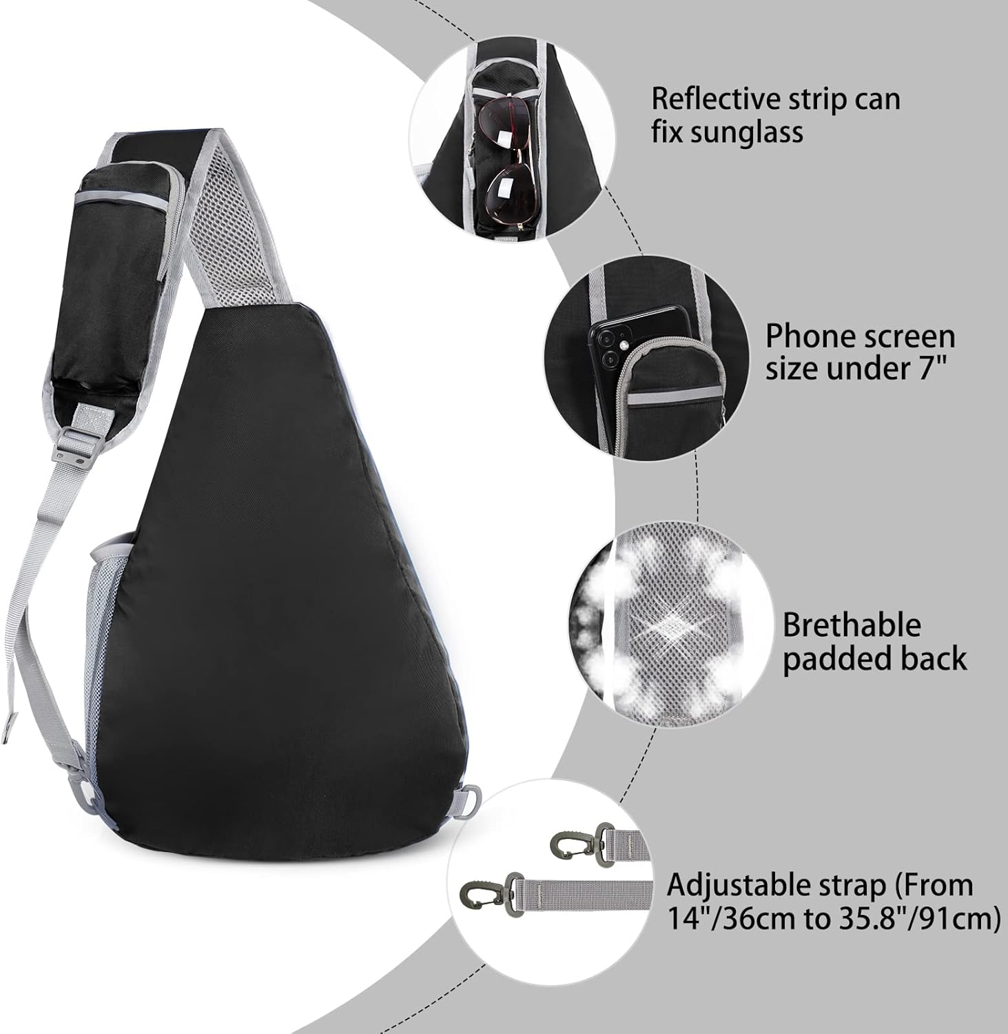 ZOMAKE Sling Bag,Small Crossbody Sling Backpack,Water Resistant Shoulder Daypack for Travel,Anti